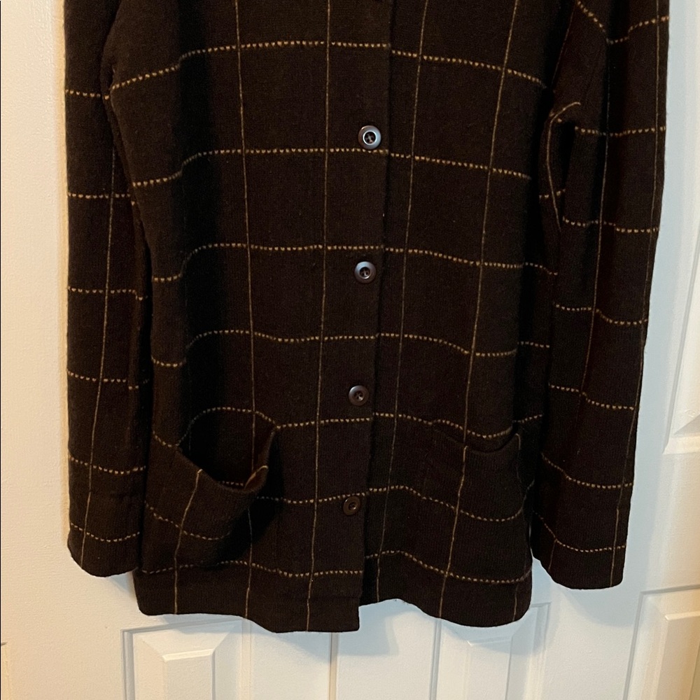 Sarah Spencer 100% Lambs Wool Button‎ Up Sweater Pockets Brown Size 1X - Picture 5 of 7